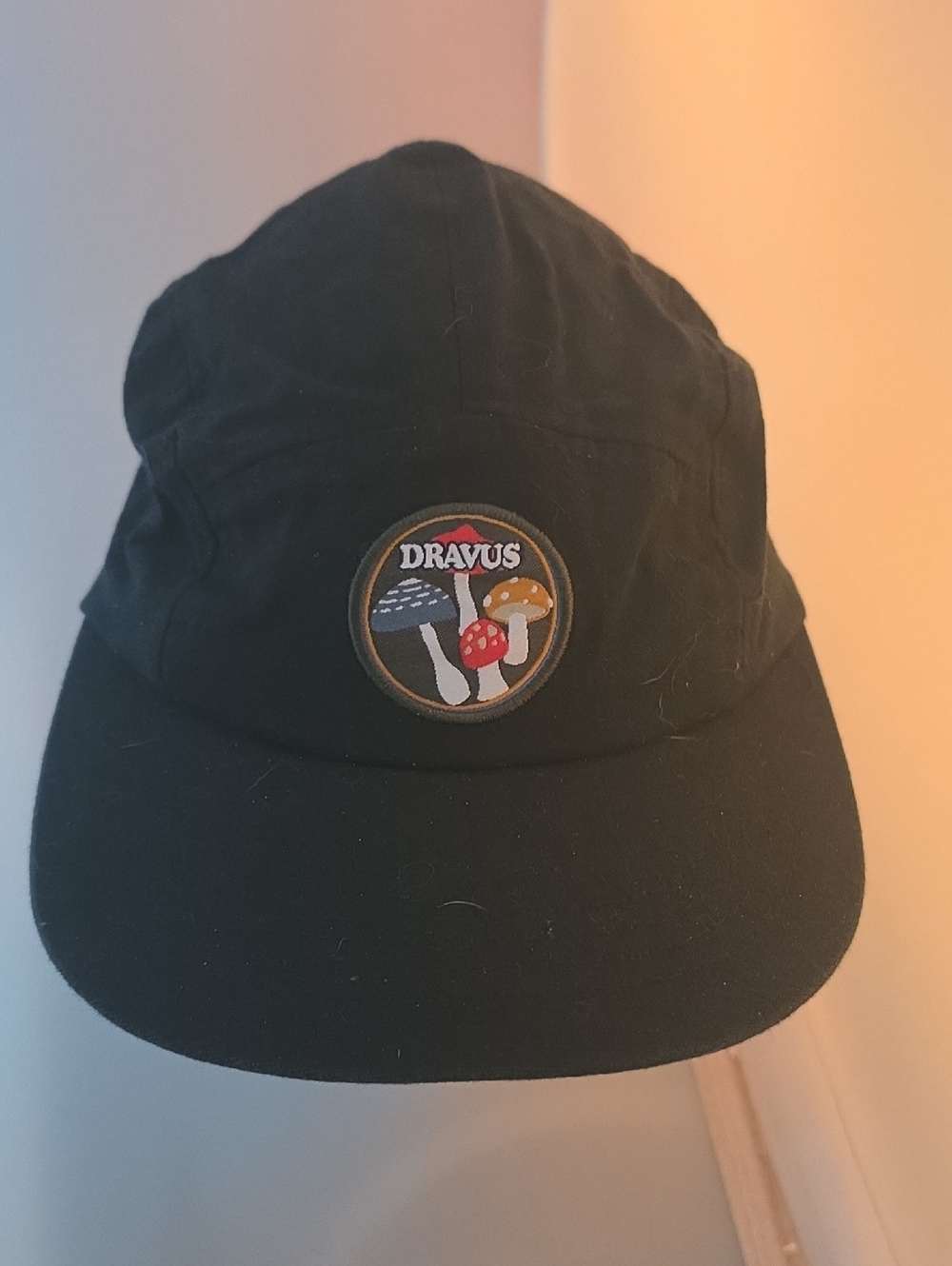 Dravus Black Mushroom Patch Cap - Men's Casual Hat